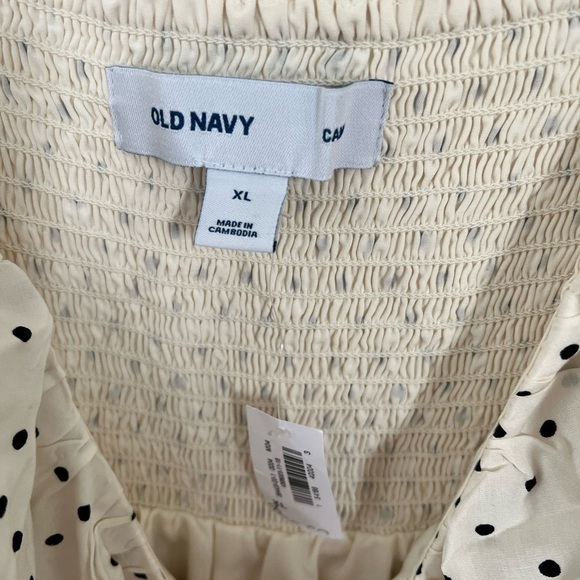 Old Navy XL Cream with Black Polka Dots Flutter Sleeve Dress - Picture 3 of 8